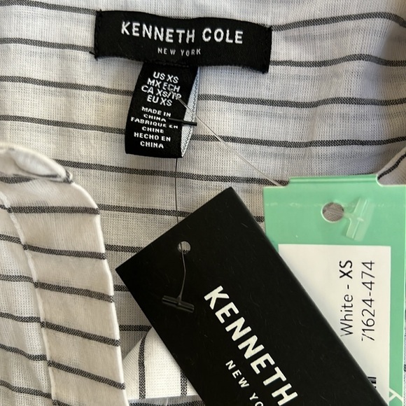 NWT! KENNETH COLE Size XS white striped Aliza wrap tunic top - Picture 5 of 8